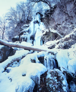 Bad Urach waterfall in winter, Swabian Alb, Baden-Württemberg, Germany Bad Urach waterfall in winter, Swabian Alb, Baden-Württemberg, Germany